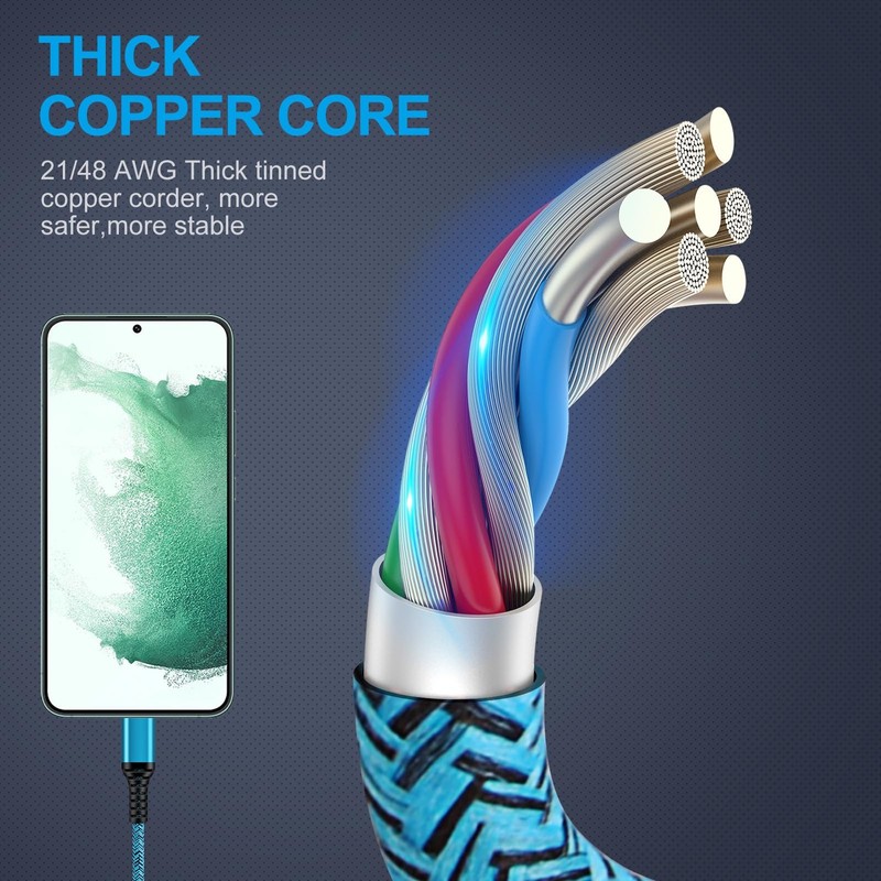 USB A to C Cable 3A Fast Charging Car Carplay Cord 6 FT Type 6 feet, Blue gallery