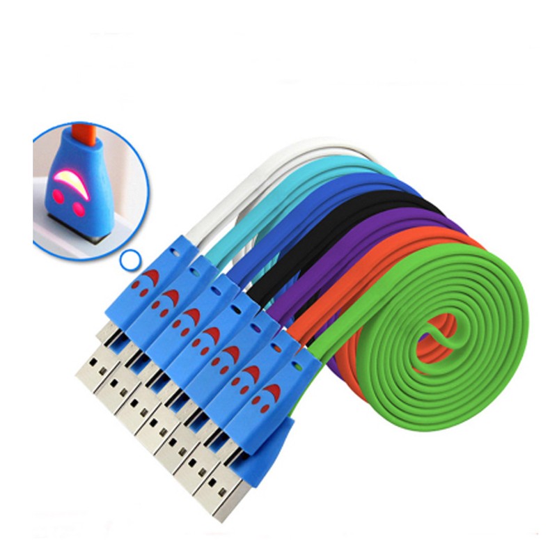 1M LED Light Flat Micro USB Charger Cable Data Sync Cord For Mobile Smart 18a18