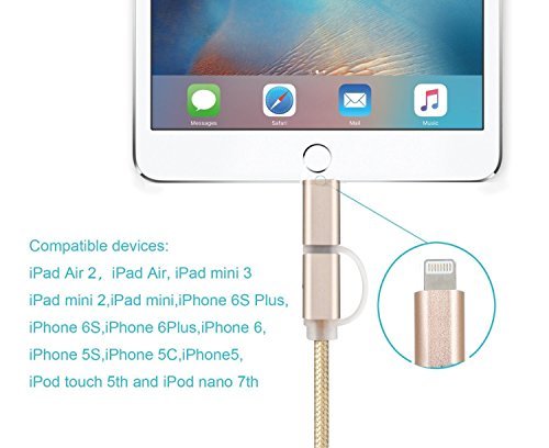 2 in 1 Braided Nylon USB Fast Charger Cable For IOS iPhone Samsung Data Charging gallery