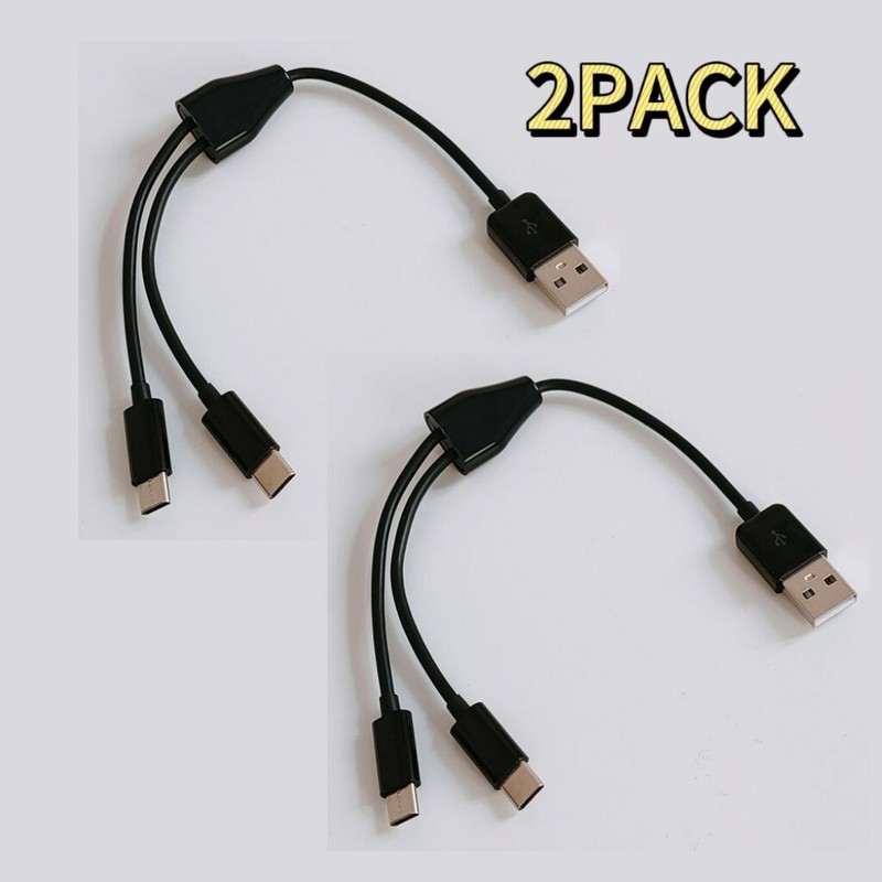 2PACK 20CM 2 in 1 USB to Dual Type C Charger Cable Power 2 Type C Devices