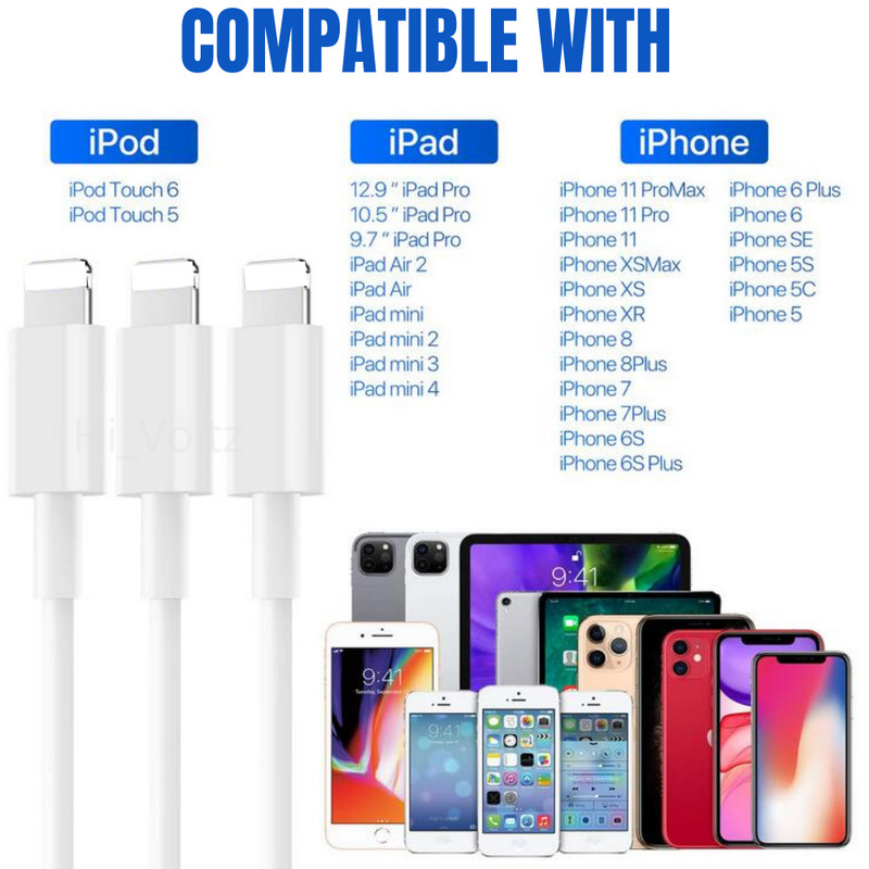 USB Power Adapter Fast Charger Cable Cord For iPhone 13 12 11 XS X XR 8 7 6 5 SE gallery