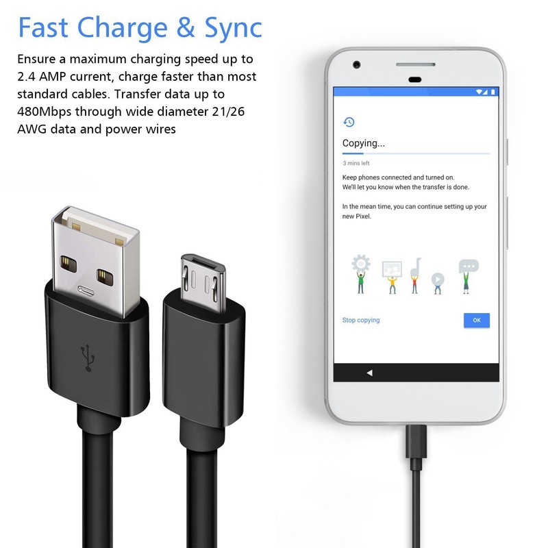 3/6ft Micro USB Fast Charging Cable Cord For Samsung Android Phone Charger gallery