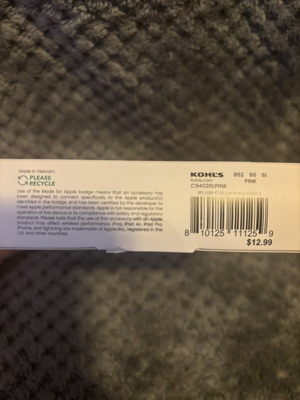 Charge Up 6 ft. (1.8 m) USB-C to Lightening Cable, Color Pink, ~New in Box~ gallery