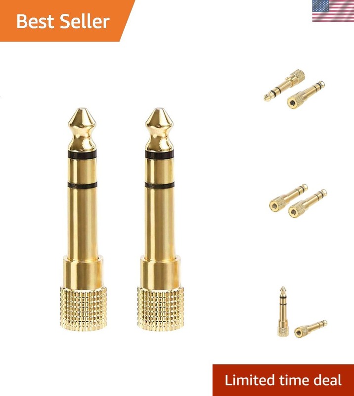 Dual-Pack Gold-Plated 1/4 Male to 1/8 Female Stereo Jack Adapters for Headphones