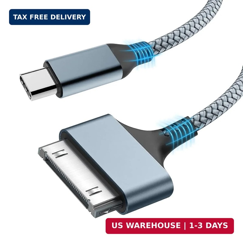 30 Pin to USB C Adapter Ipod Charger Nylon Braided Fast Charging Data Cord Next.