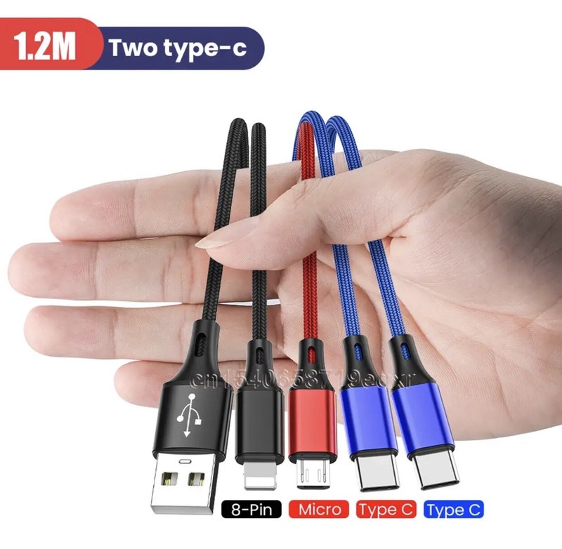 4in1 Multi USB Fast Charger Charging Cable Cord For Type C Android Micro iPhone