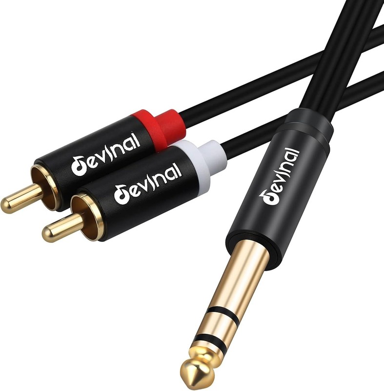 1/4″ TRS to RCA Y Splitter Cable 6.35mm Stereo to Dual RCA Phono Insert 5 Feet