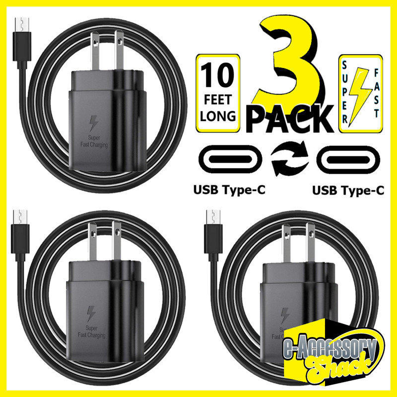 2 PACK 25w USB-C Fast Wall Charger+10FT Cable For Samsung Galaxy S23 S24 S25 S26