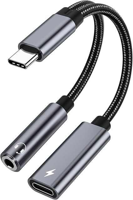 Samsung Galaxy S25 Headphone Adapter, USB C to AUX Mic Jack with PD 60W Gray LOT gallery