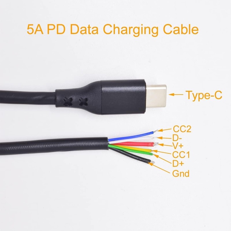 USB C Male 5A Power Cable - 2 Pack of 1FT DIY 6 Pin Pigtails for Versatile Use gallery