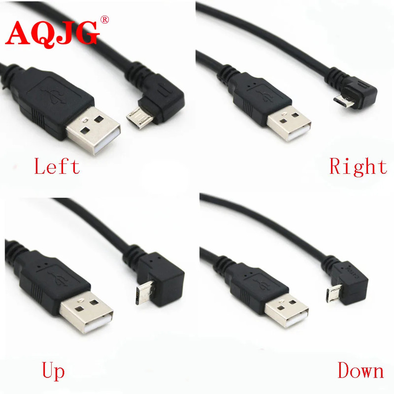 30Cm USB 2.0 a Male to Left Right 90 Degree Angle Micro Usb Cable Cord USB Data gallery
