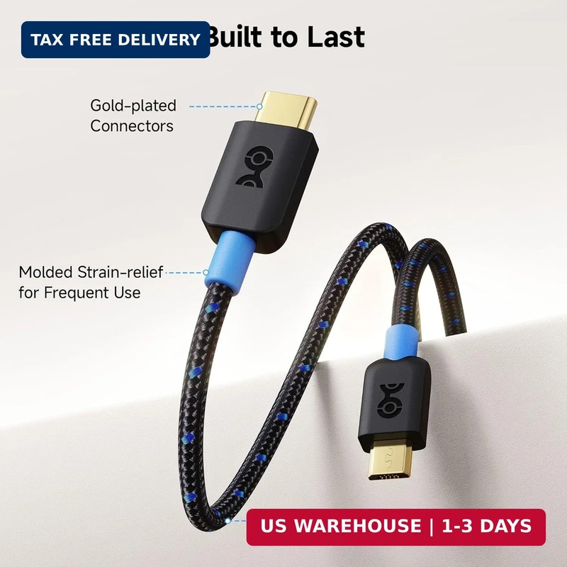 Cable Matters Braided USB C to Micro USB Cable - 3.3ft, [3A/15W Charging, 480Mbp gallery