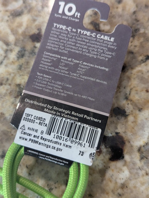 Cordzilla 10 ft USB-C to USB-C Braided Sync & Charge Cable Long Neon Green 2 PK gallery