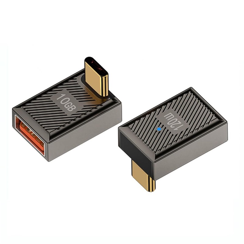 2 Pack Right Angle Type C Male to USB 3.0 A Female Charger Converter, 10Gbps