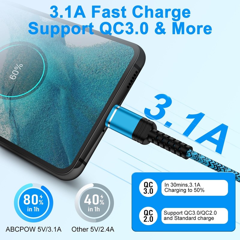 for iPhone 16e Charger Cord 10FT Fast Charging Cable 10FT, Blue Purple gallery