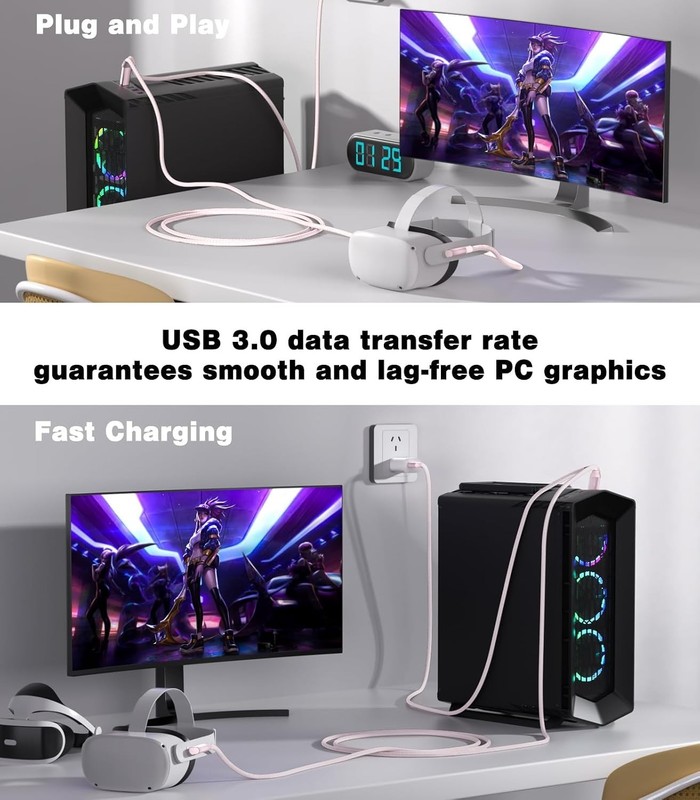 16FT VR Charging Link Cable USB 3.0 High Speed Data & Charge for Meta Quest gallery
