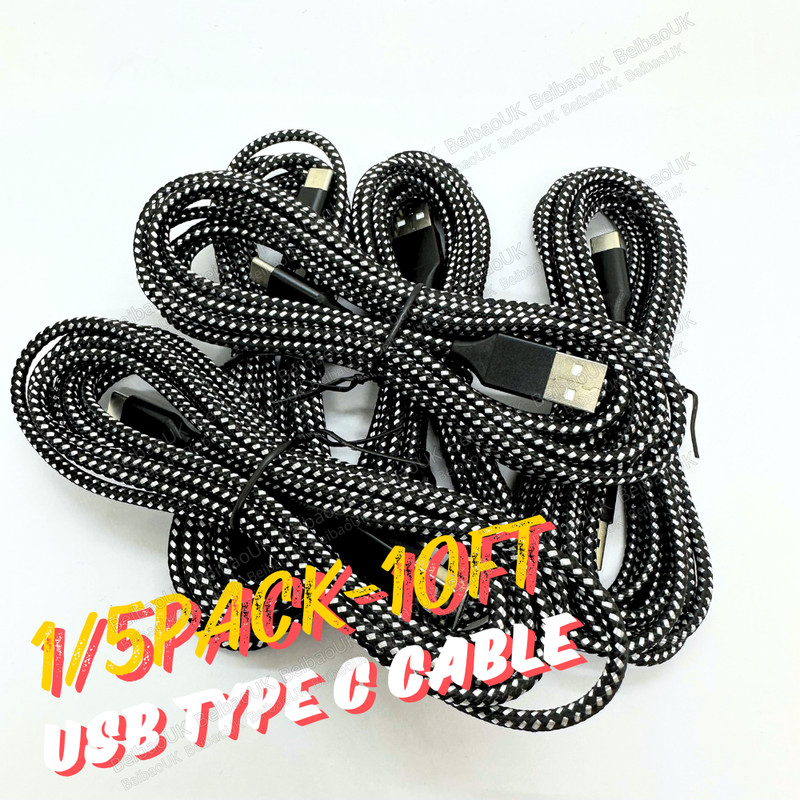 1-5PCS 10FT USB-C Type C Cable Fast Charger Long For iPhone 15 16 Samsung LG Lot