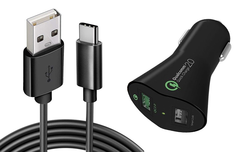 For Galaxy A52/A53/A54/A55/A56 – Car Charger 30W Fast 2-Port USB 6ft Cable
