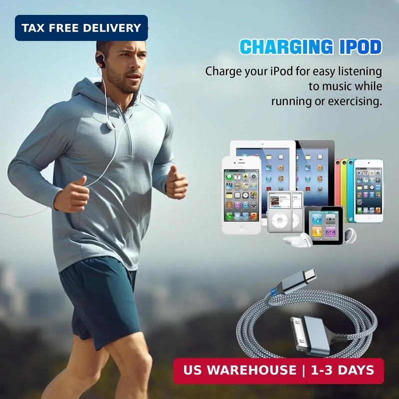 30 Pin to USB C Adapter Ipod Charger Nylon Braided Fast Charging Data Cord Next. gallery