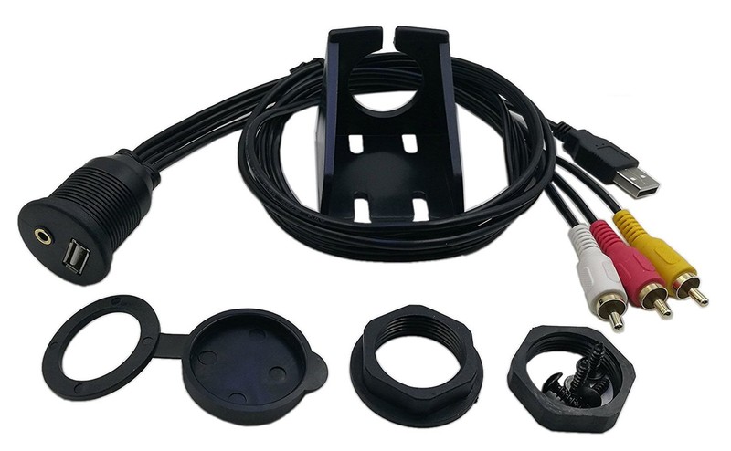 3.5mm & USB Flush Mount Cable – 1M, RCA Extension, Dash, Panel, Car, Boat, Mo…