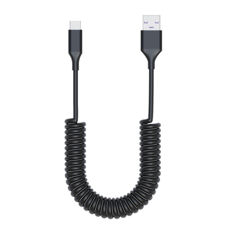 Flexible USB To Type C Spring Cable Wire Extendable Up To 150cm For Electronics gallery