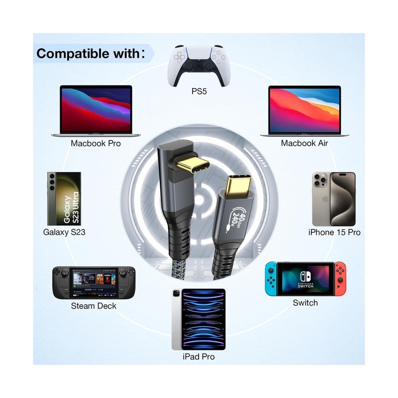 Certified USB4 Cable for Thunderbolt 4 Cable, 40Gbps Down Angle... Fast USA SHIP gallery