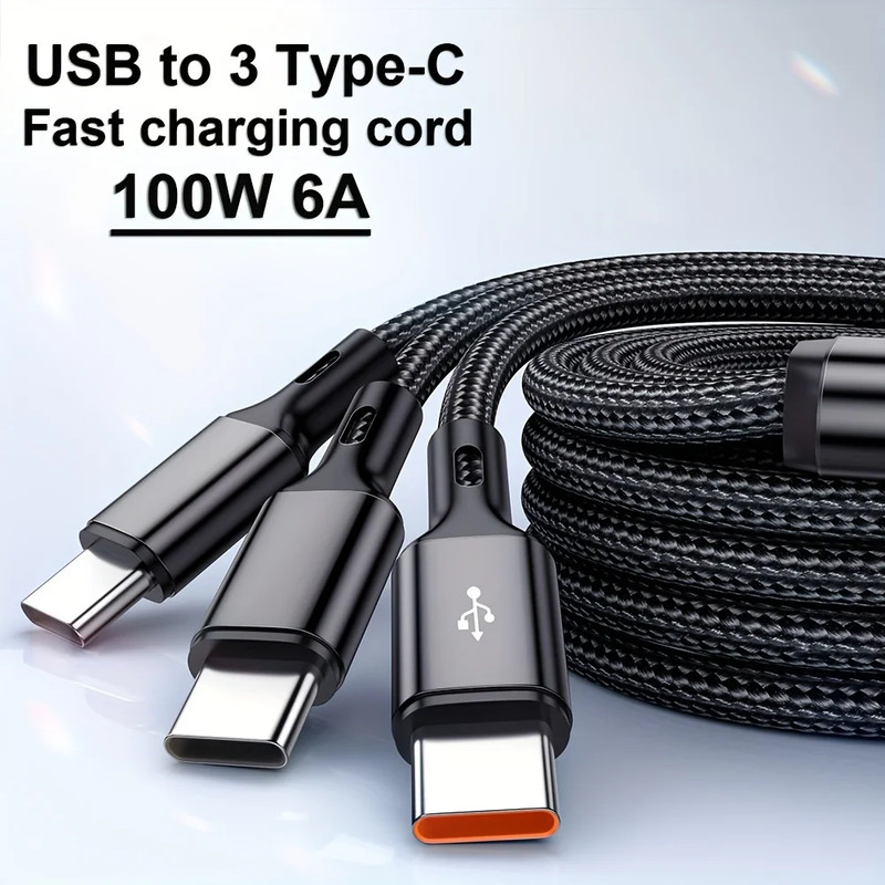 3 in 1 USB C Fast Charging Cable 100W Multi Charger Cord for Samsung Xiaomi gallery
