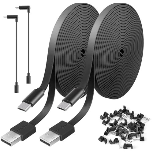 Micro USB Extension Cable 10FT 2 Pack Flat Power Cord for Security Camera Data gallery