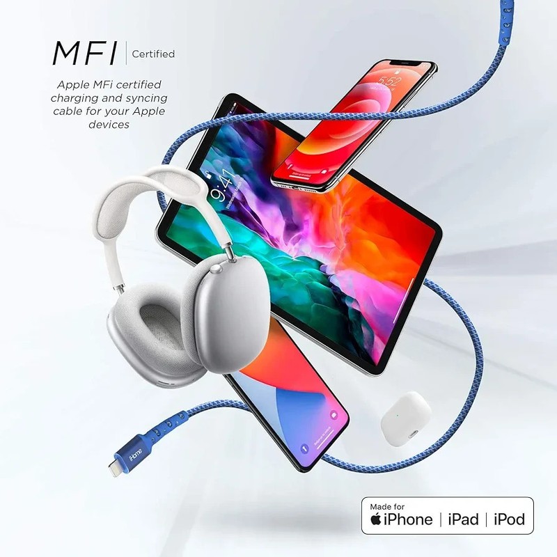 iHome Durastrand Lightning® Cable to USB type C 6ft. 2X faster MFI-Certified gallery
