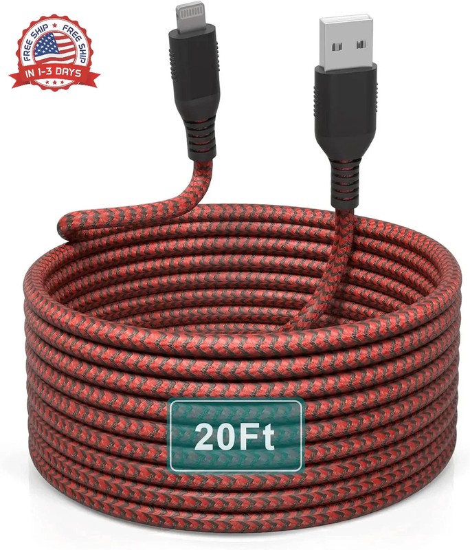 Long iPhone Charger Cord 20FT/6M [Apple MFi Certified]Lightning Cable Extra Long