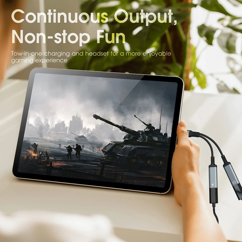 OTG 2 IN 1 USB C Splitter to Dual Type USB C Headphone Jack Audio Adapter PD gallery