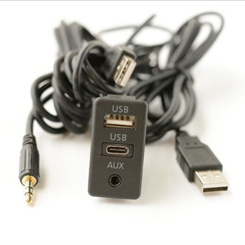 Car Dash Flush Dashboard Mount AUX Typr-C USB Port Panel Extension Cable Adapter gallery