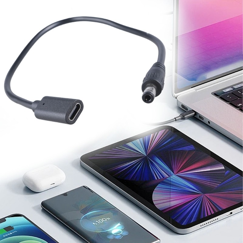 Type C Female to DC5525 Male Extension Cable Power Cord Wire Support 3A Current gallery