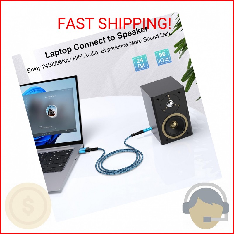 CIQILY USB A to 3.5mm Audio Aux Cable,Braided 3FT USB Male to AUX Male Jack Adap gallery