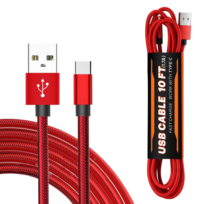 Reiko 1.7A 10FT USB Cable For TYPE-C In Red gallery