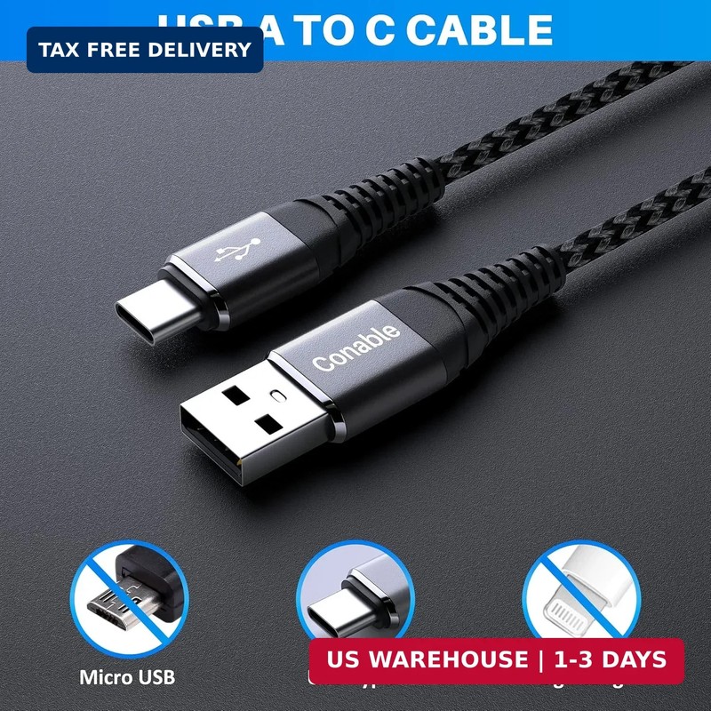 USB C Cable 2FT (2-Pack), Fast Charging A to Type C 2 Feet (2 Pack), Grey FAST gallery
