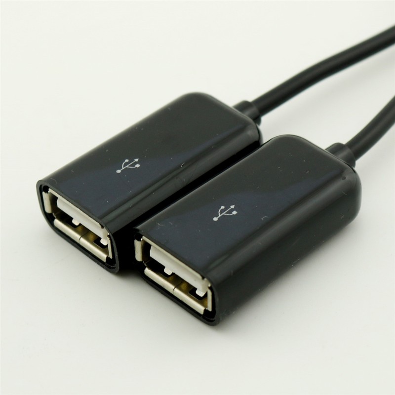 1x 2 in1 Micro USB OTG Hub Extension Adapter For Android Phone & Tablet Black gallery