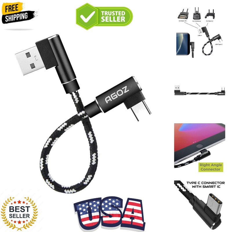 6 inch 90 Degree Right Angle Elbow USB A to USB C Cable Cord for DJI MAVIC PR…