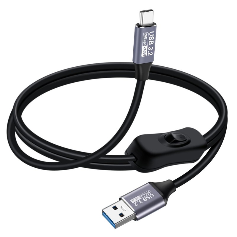 10Gbps USB C Cable Switch 3.2 Type C Fast Charging 60W 3A High Speed 3.2FT