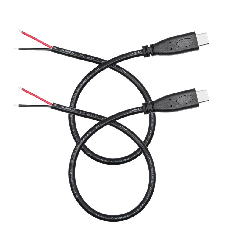 Short USB C to 2 Pin Bare Wire Open End Power Cable 10inch, 20AWG 5V USB Type…