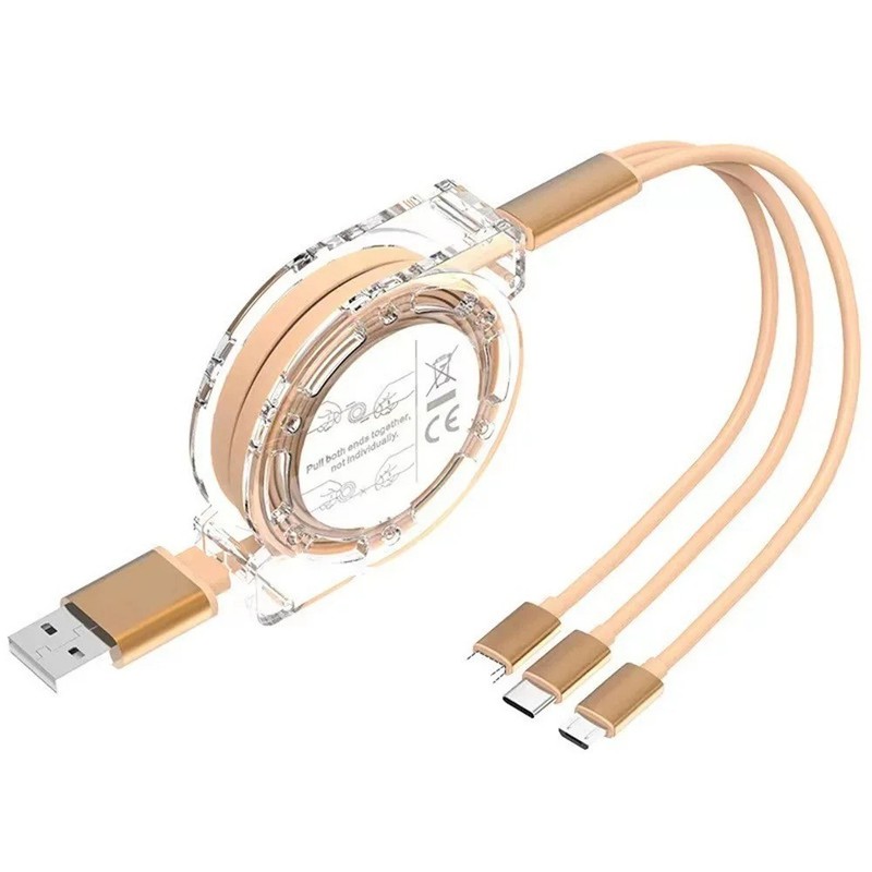 3-in-1 Retractable Data USB Cable Fast Charging For iPhone Type-C Micro USB gallery