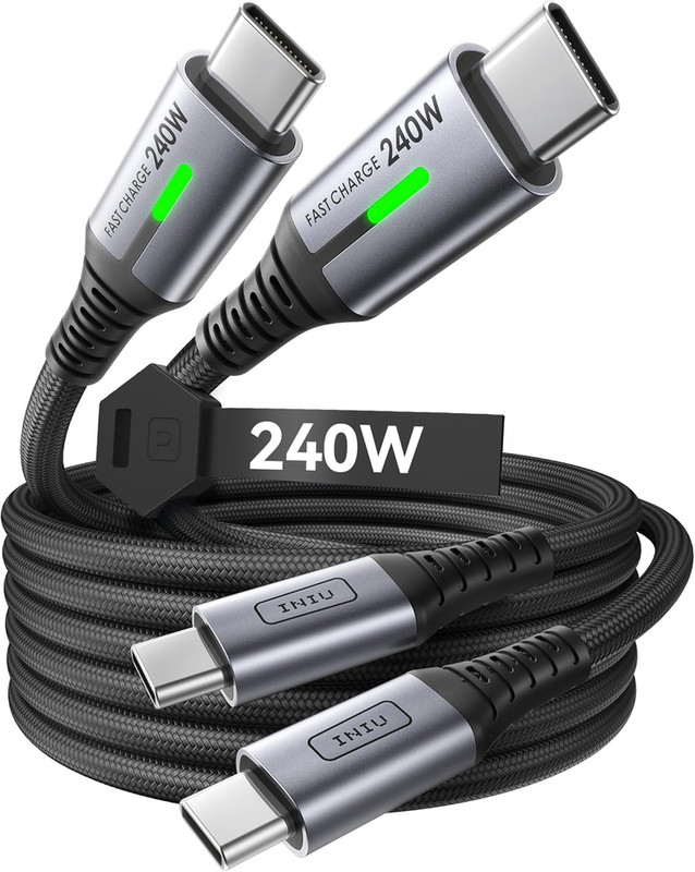 INIU 240W USB C to USB C Cable [6.6ft+6.6ft] Fast Charging Type C Cord