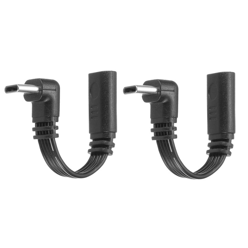 MECCANIXITY 2 Pcs Flat USB C Cable, 2 Inch 90 Degree Male to Female Adapter S…