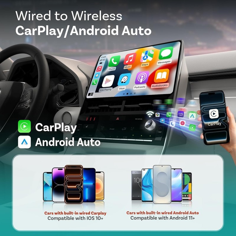 OTTOCAST Mini Tube 2026 Wireless CarPlay & Android Auto Adapter Plug & Play NEW gallery