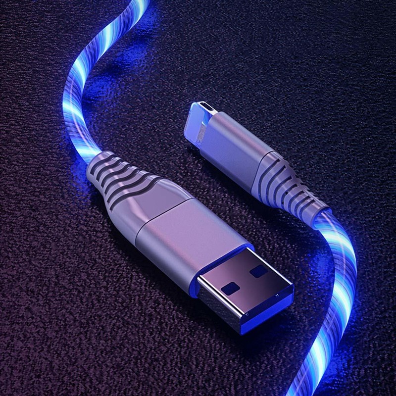 1M LED Flowing Light Up USB Charging Cable For iPhone 14 13 12 Pro Samsung S22 gallery