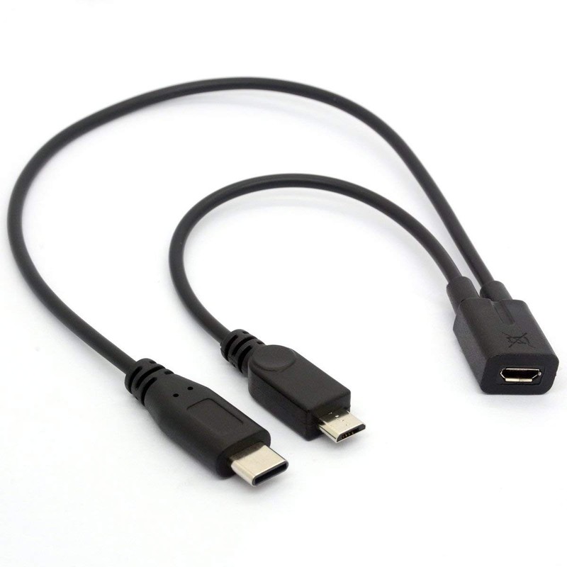 Micro USB Splitter Adapter, Micro USB Female to USBC Male + Type-C Male Charg…