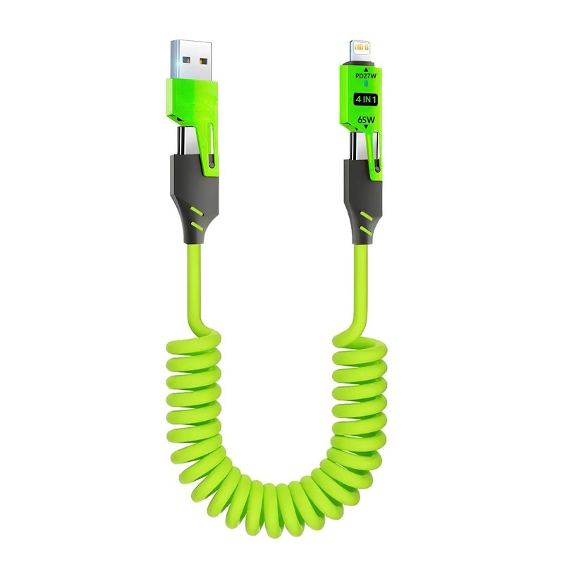 Data Cable 65W Metal 4-in-1 Spring Fast Charge 1.5m 4.9ft gallery