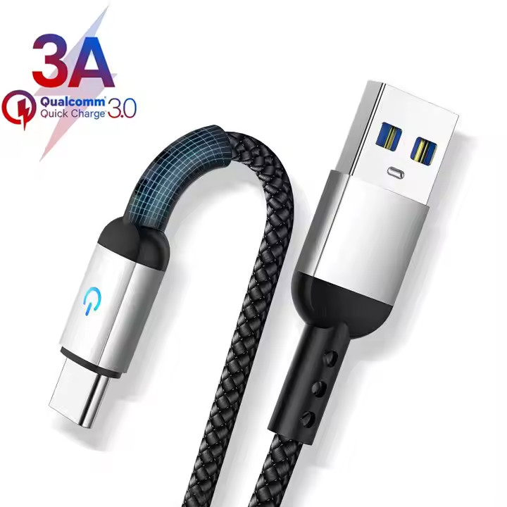 2 PACK- 3A Nylon Braid Fast Charge Usb Type C Cables for Samsung/Moto/ Etc