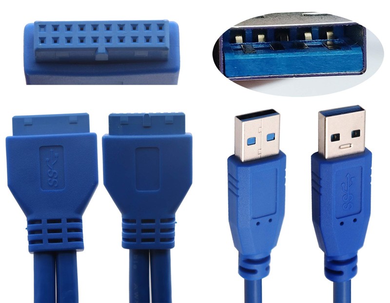 2 Port USB 3.0 Splitter 30cm/12in, Dual A Male to 20 Pin Motherboard Header, PC gallery