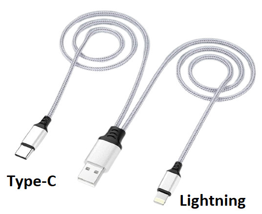 1.5M/5FT Multi 2 in 1 USB Universal iPhone Charging Cable, Portable Nylon Braide